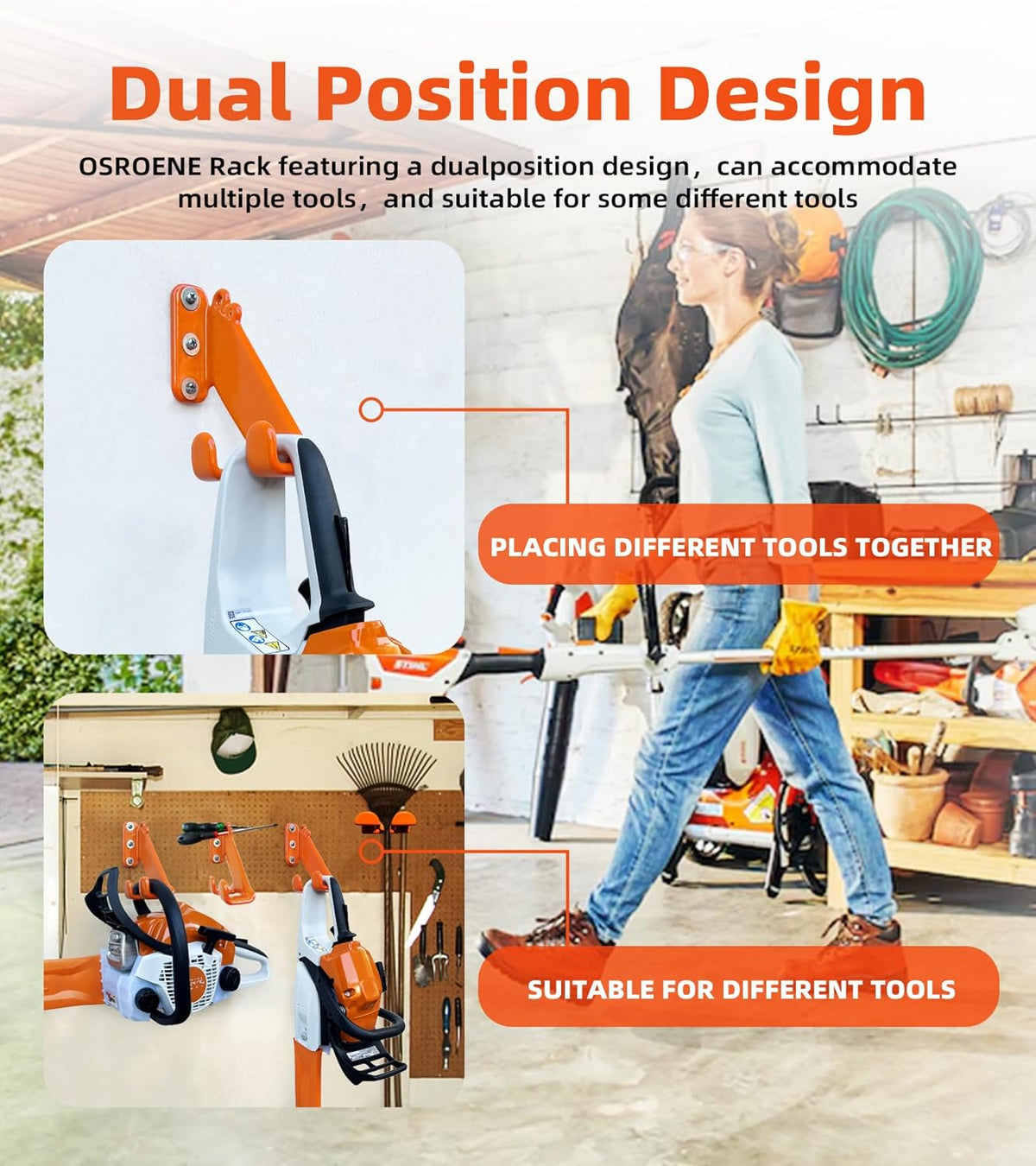 Chainsaw Hanger, 1 Pack Chainsaw Wall Mount, Heavy Duty Chainsaw Holder, Garage Organization Garage Storage Shed Organizer Mounted Chainsaw Rack