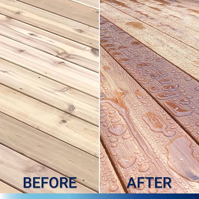 Seal-Once Nano+Poly Penetrating Wood Sealer with Polyurethane - Premium Waterproof Sealant -2 Gallon & Natural