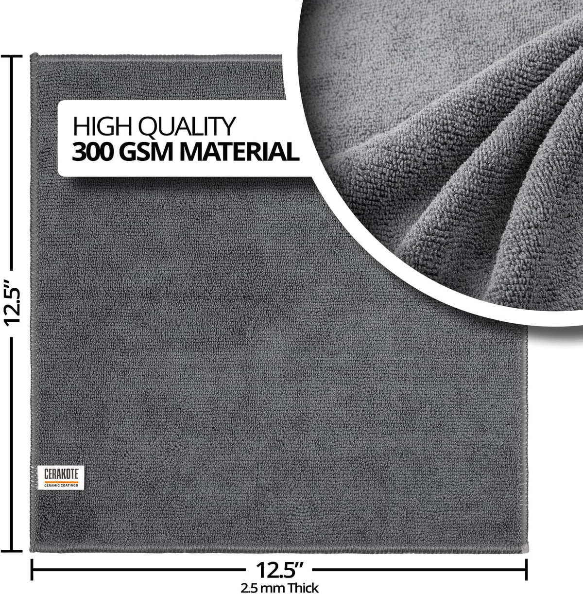 CERAKOTE Microfiber Towels (12 Pack) - Cleaning and Application Towels Durable Microfiber Material - 300 GSM Lint-Free Towel - Ideal for Car, Home, Shop and Office Cleaning