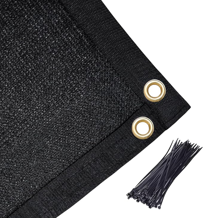 Amagenix 90% Shade Fabric 4'X 24' Black Sun Shade Cloth with Grommets for Pergola Replacement Shade Cover Canopy, Heavy Duty, Cable Zip Ties Included (We Customized)
