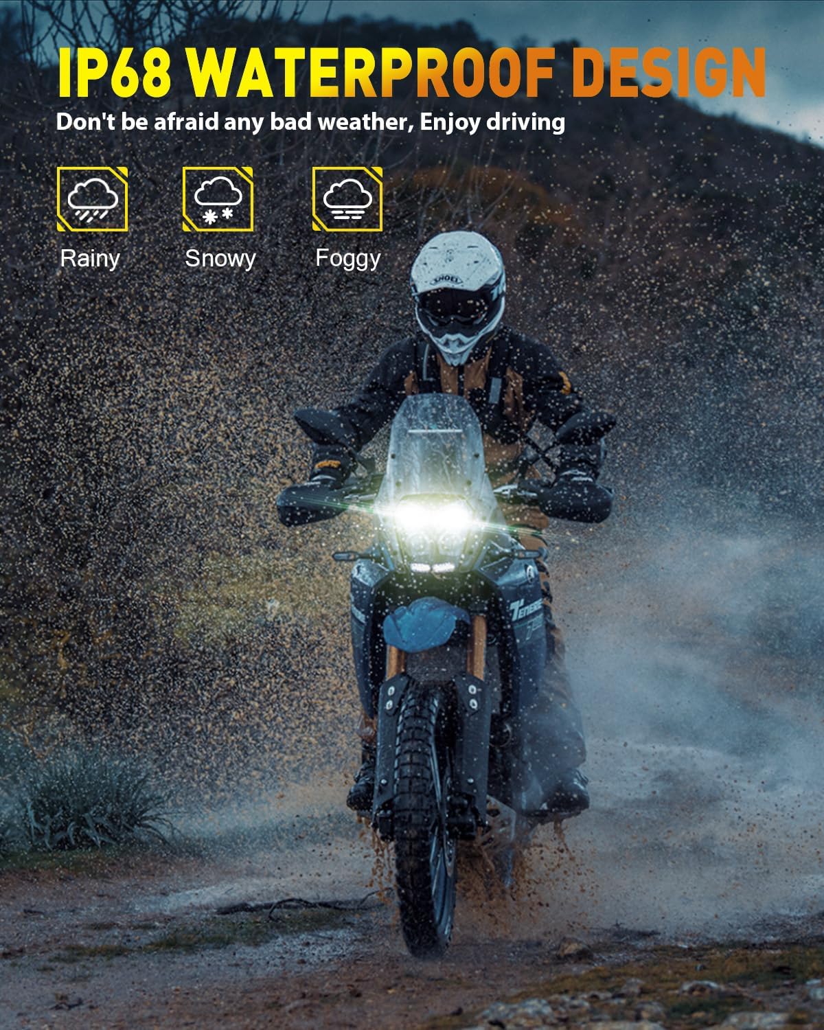 Latest H4/9003/HB2 Bulb for Motorcycle Hi/Low Beam, 18000LM 800% Super Brighter, 1:1 Halogen Size, 6500K Cool White, 70000Hrs Long Service Life with Cooling Fan, Plug and Play, Pack of 1