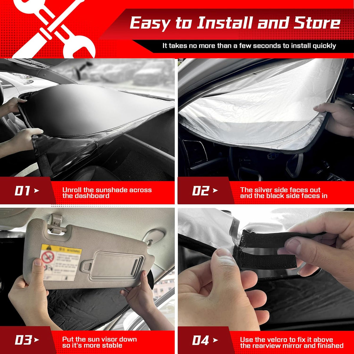 ARISMOTOR Windshield Sun Shade for Honda Pilot 2016-2024, Custom Fit Foldable Front Window Sunshade Sun Visor Protector, Block UV Rays Keep Your Car Cooler