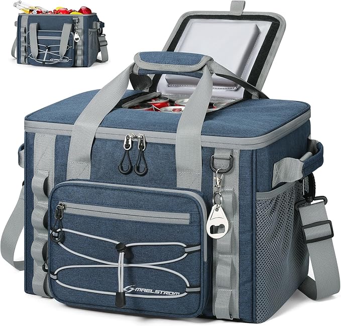 Maelstrom Soft Sided Cooler Bag, 30/40 Can Collapsible Insulated Ice Chest, Large Leakproof Portable Storage for Camping, Travel, Kayaking & Beach