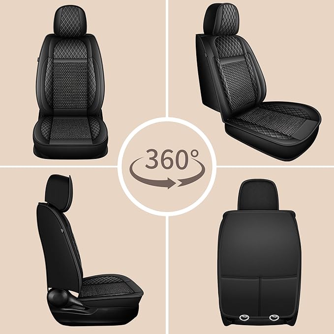 TTX LIGHTING for Hyundai Sonata 2007-2026 Car Seat Covers, Breathable Ice Silk & Leather Seat Protector, Cool & Anti-Sweat for Long Driving, Airbag Compatible, 2 Front Seats (Black)