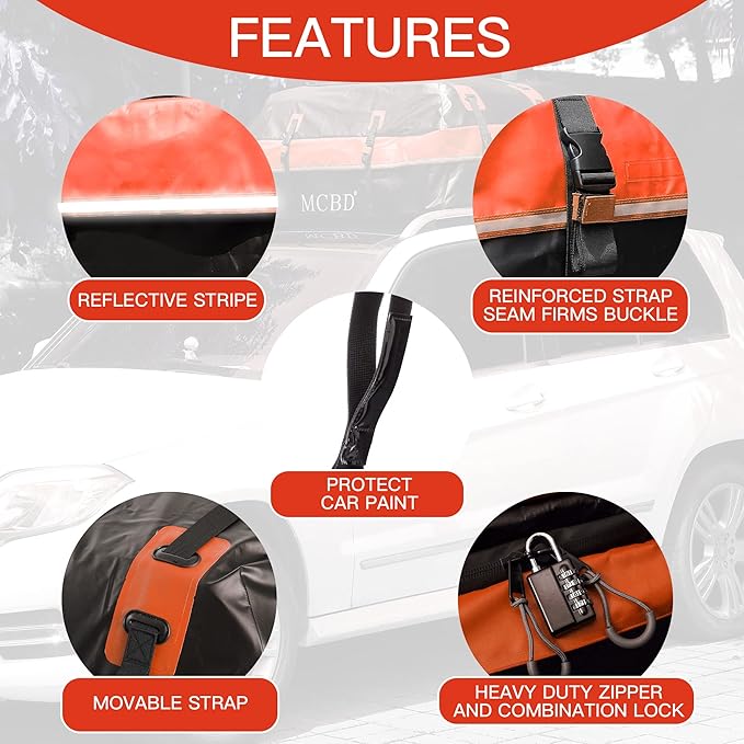 Rooftop Cargo Carrier, 26 Cubic Feet Soft-Shell Waterproof Car Roof Luggage Bag for All Vehicles SUV with/Without Rails, Includes 10 Reinforced Straps 6 Door Hooks Suitable, Storage Bag,Anti-Slip Mat