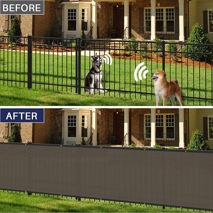 Windscreen4less Privacy Fence Screen Heavy Duty Windscreen Fencing Mesh Fabric Shade Net Cover with Brass Grommtes for Outdoor Wall Garden Yard Pool Deck, 8'x94' Brown