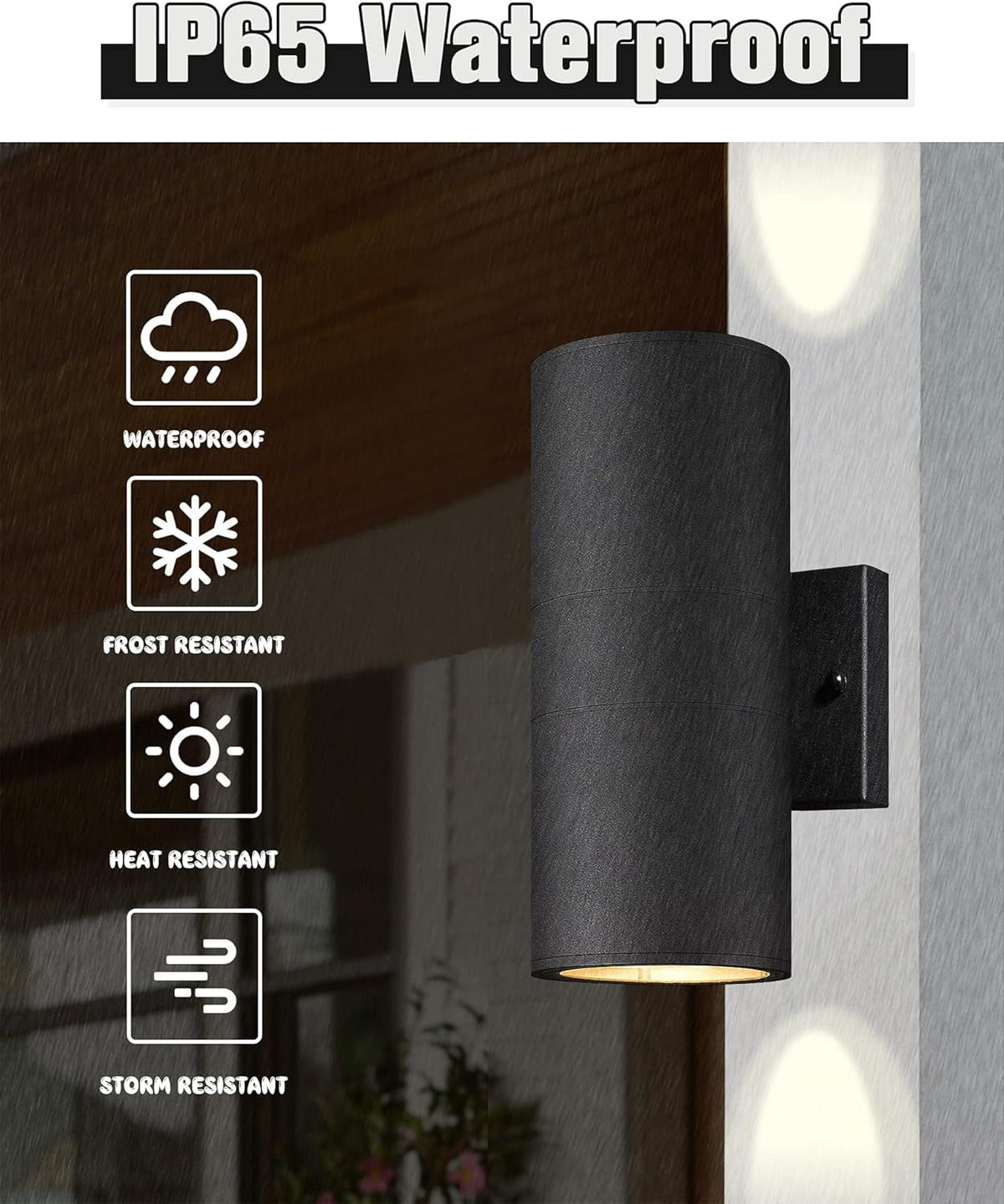 Ken & Ricky 14Inch Exterior Lighting Fixtures,Outdoor Cylinder Wall Lights,Black Outdoor Sconces Set of 2, Outside Light Fixtures for House,Front Door,Entrance, Garage,Porch-2pk