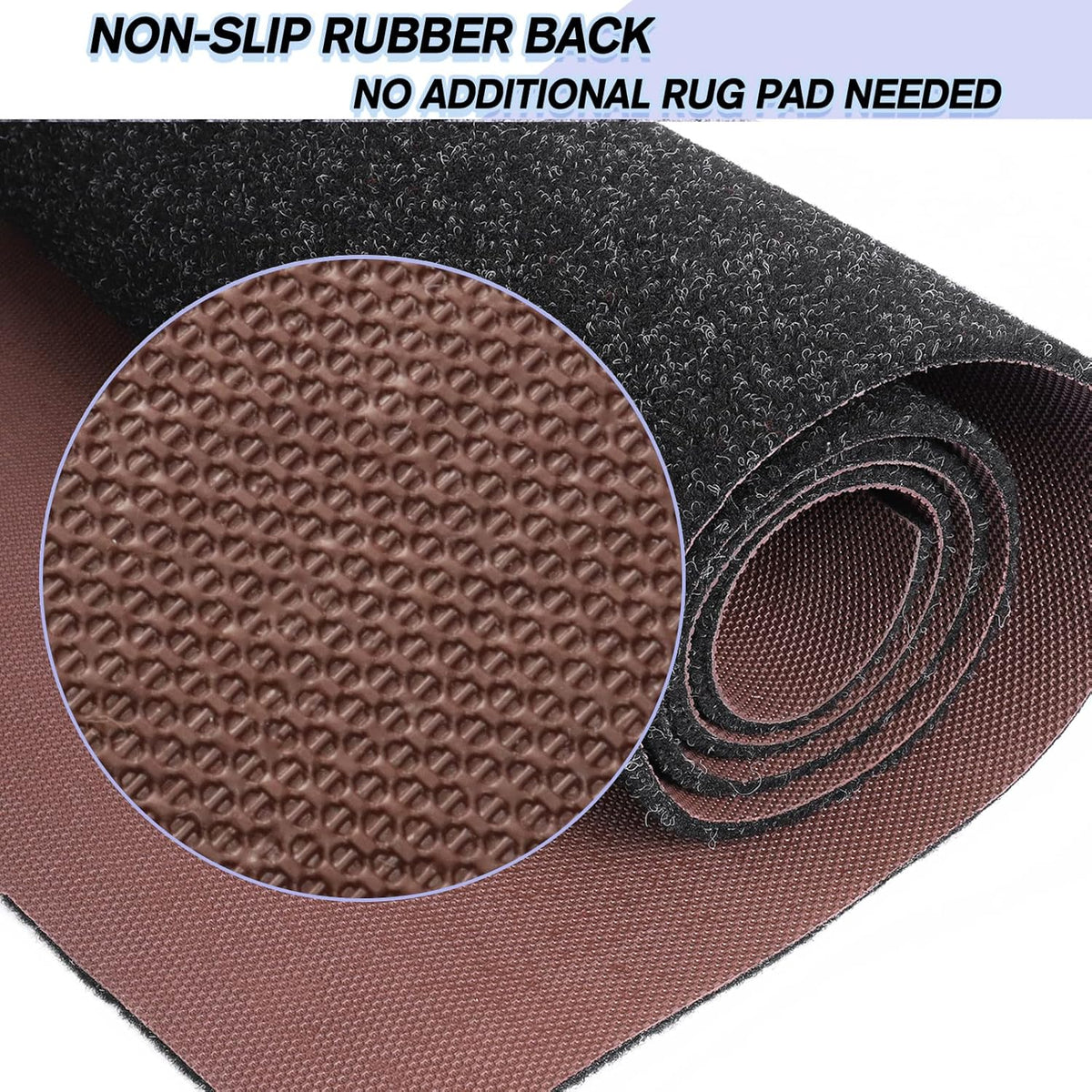 Custom Size Backed Non-Slip Area Rugs Runner, Easy Clean, Waterproof Runner Rugs for Hallway Entryway, Kitchen, Laundry, 3FT x 18FT, Black