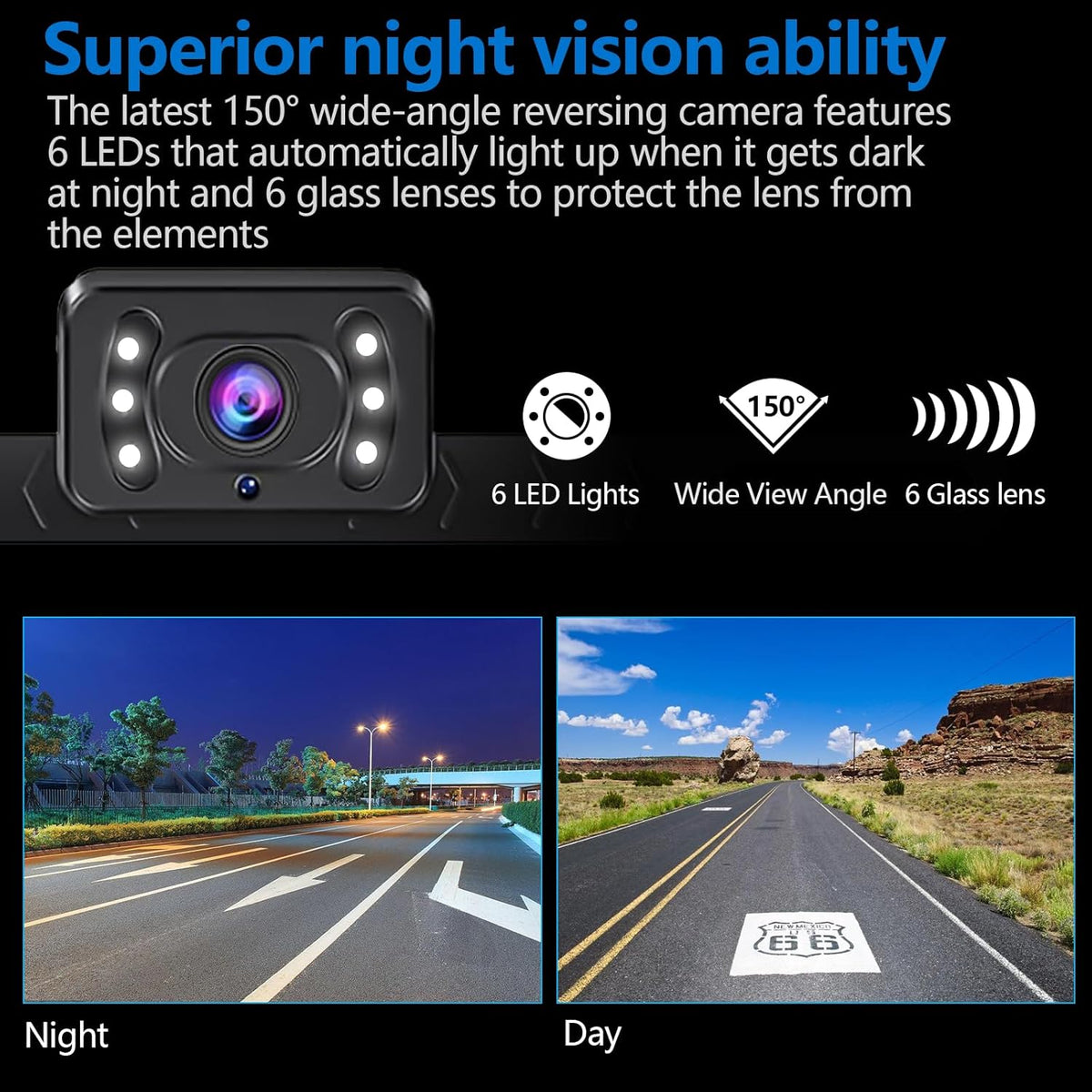 7inch Monitor with IP69 Waterproof Night Vision Backup Camera Easy to Install,HD 1080P delay Free Picture Quality Suitable for Cars, Trucks SUVs etc.