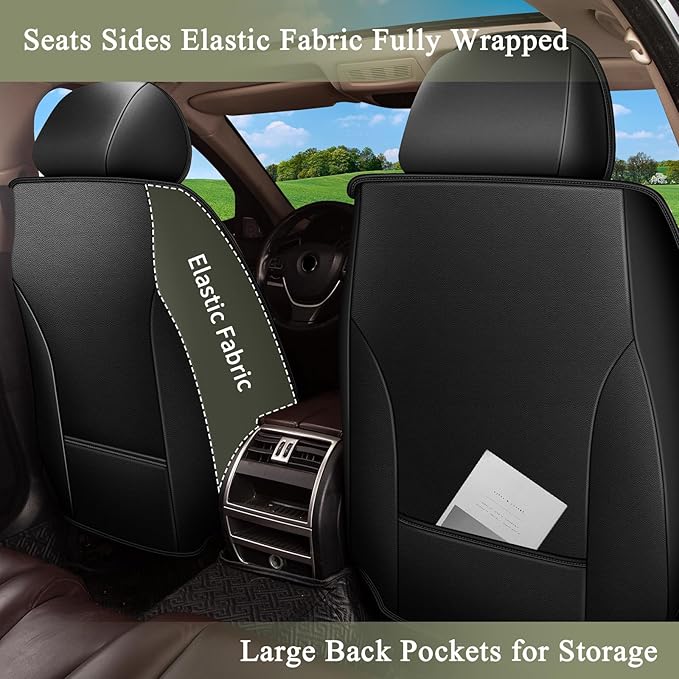 Full Set Car Seat Covers for Nissan Murano 2011-2025 2026: Breathable Perforated Leather Seat Cover (Black&Grey)