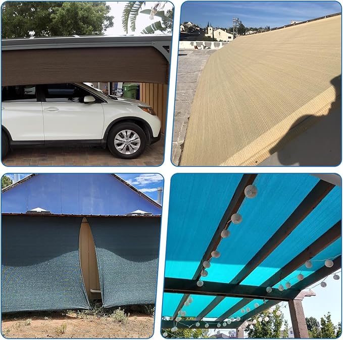 TANG Sun Shade Fabric Roll 8'x53' Shade Cloth for Garden Beige HDPE Mesh Shading Pergola Cover Replacement Canopy, 95% Blockage Sunshades for Outdoor Patio Backyard Plant