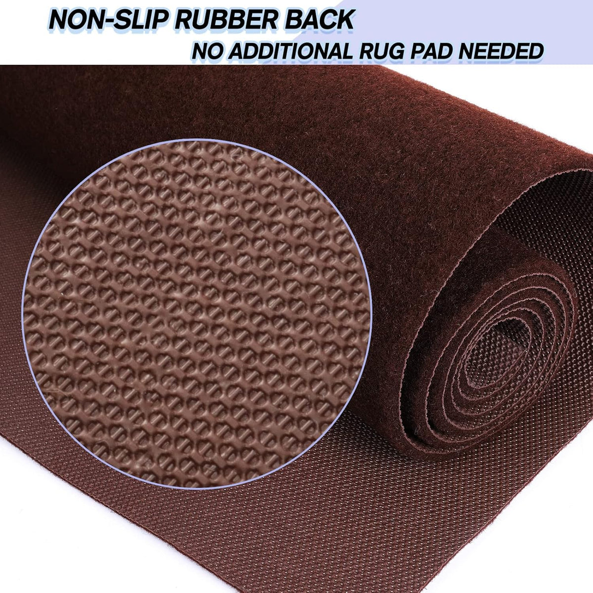 Custom Size Backed Non-Slip Area Rugs Runner, Easy Clean, Waterproof Runner Rugs for Hallway Entryway, Kitchen, Laundry, 3FT x 67FT, Brown