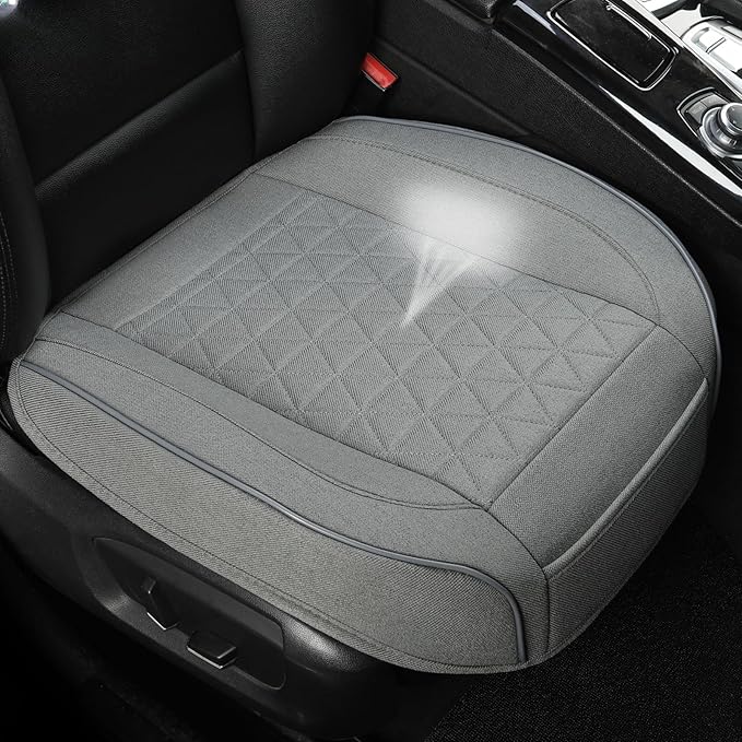 West Llama Linen Front Car Seat Cover Protector Anti-Slip Bottom Seat Cover Fits 95% of Vehicles,Wrapping Around The Bottom,Triangular Pattern(Gray-1Pcs)