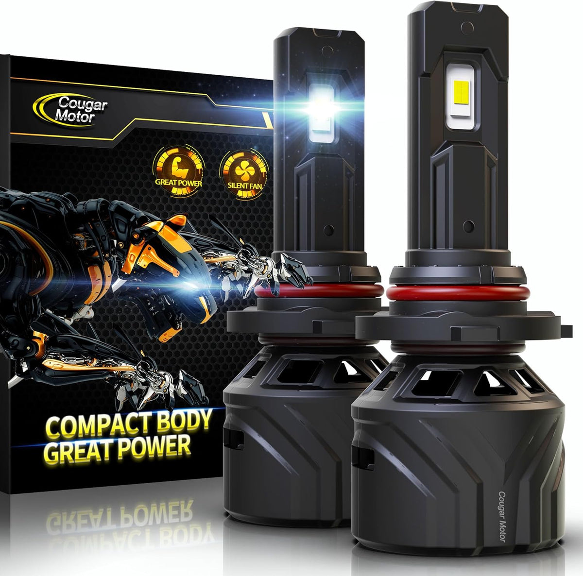 Cougar Motor 9005 Bulbs, HB3 Fog Lights 6500K White Non-Polarity 9005 Fog Bulb or Off-Road Use Plug and Play - Pack of 2
