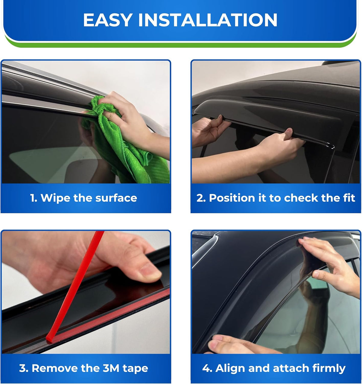 KPY Window Visor Compatible with Kia Soul 2014-2019, 4PC Rain Guard Side Window Vent Deflectors Tape-On Mugen Style, 2014 2015 2016 2017 2018 2019