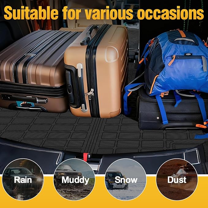 Trunk Liner Cargo Liners for 2008-2012 Ford Escape and Mazda Tribut Mercury Mariner 2008-2011 Rear Trunk Floor Mats 3D Boot Tray All-Weather TPE Black