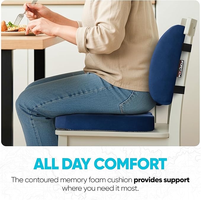 FORTEM Seat Cushion, Office Chair Cushion, Lumbar Support Pillow for Office Chair, Memory Foam Sciatica Coccyx Tailbone Pressure Pain Relief, Car Sitting Pad, Washable Non Slip