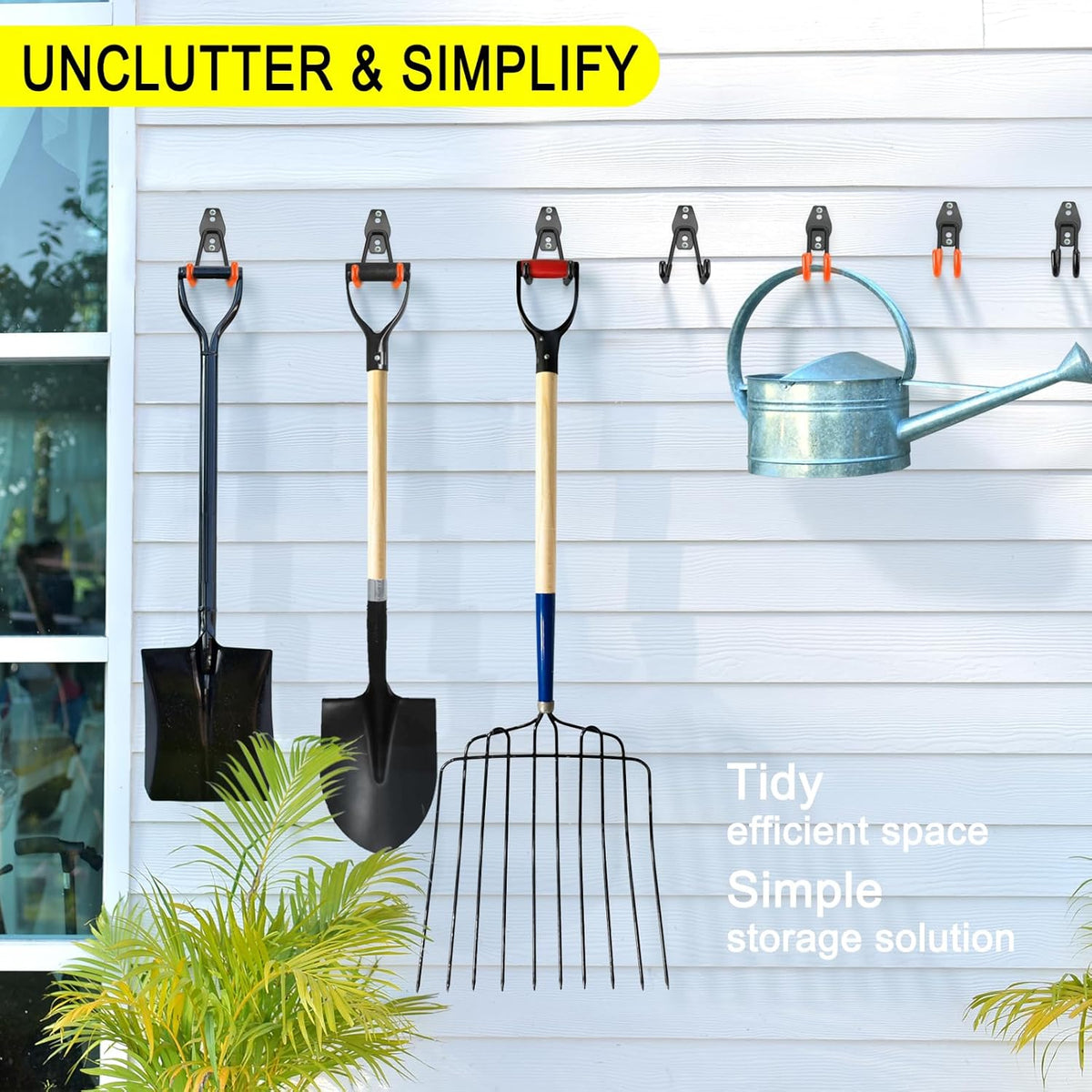 10 Pack Garage Hooks Heavy Duty Storage Organizer Wall Mount Power and Garden Tool Hangers, for Hanging Ladders, Ropes, Hose, Bulk Items