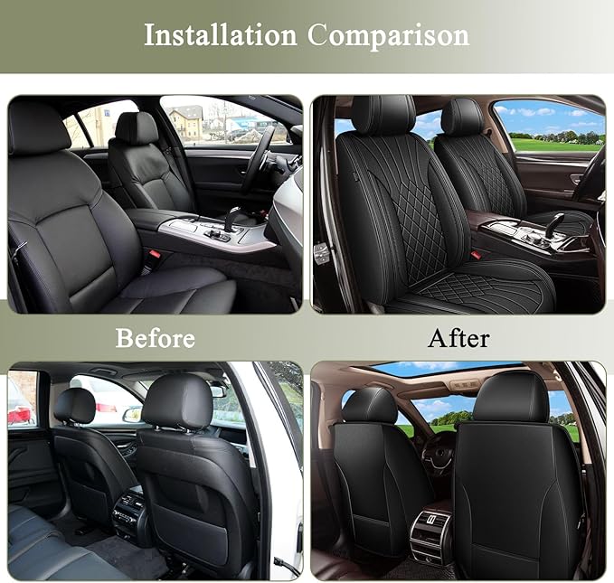 Car Seat Covers Front Pair for Toyota 4Runner 2003-2025 2026: Breathable Perforated Leather Seat Cover (Black)