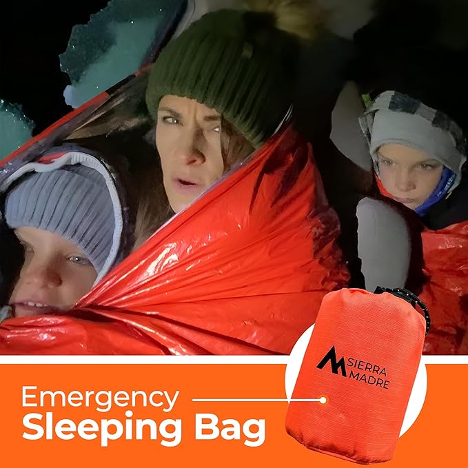 Sierra Madre Emergency Sleeping Bag – Ultralight, Waterproof Mylar Thermal Bivy Sack Tent for Hiking, Bug-Out Bags, Survival Kits