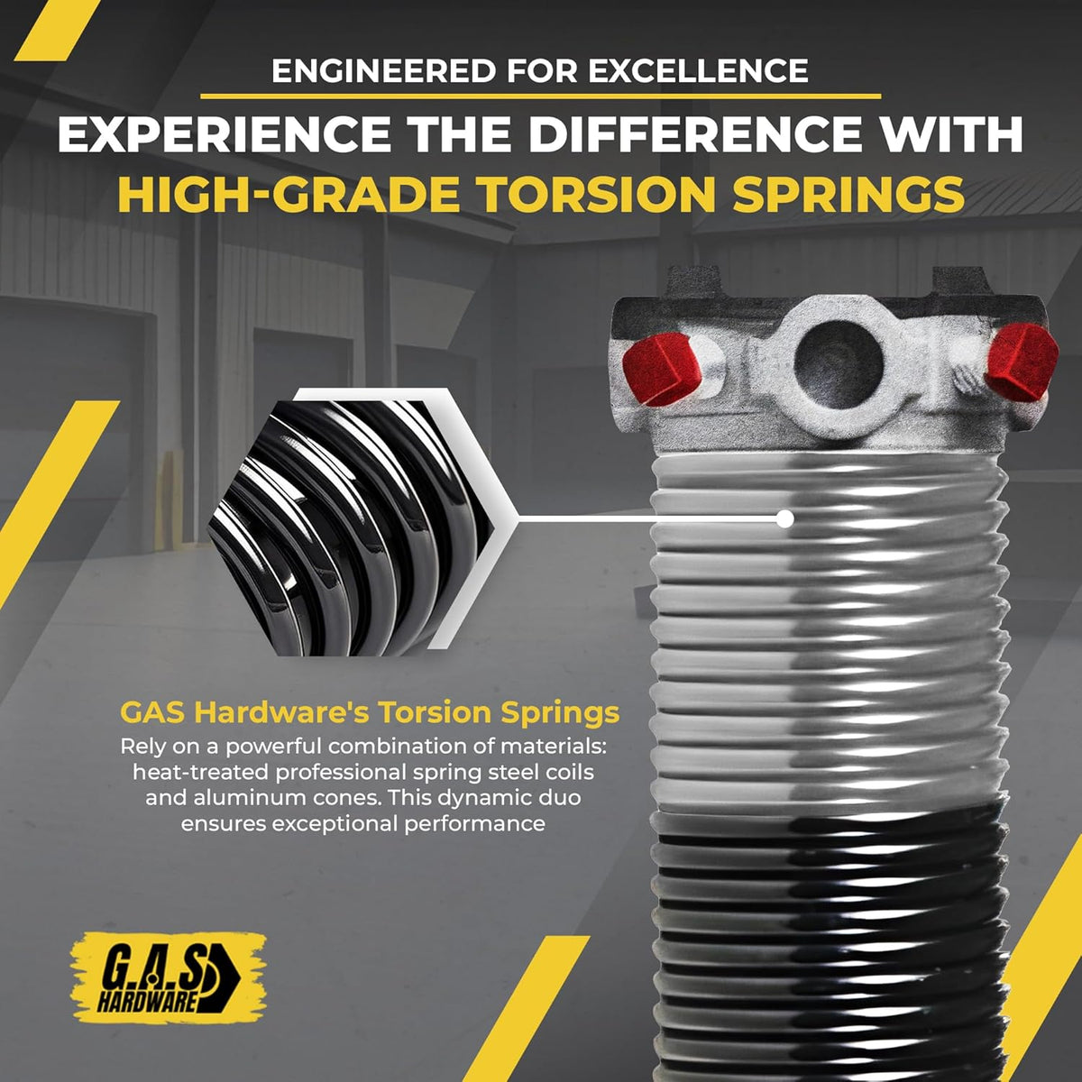 Garage Door Torsion Springs 295x2x48 Includes 1” Steel Bearing, Gloves, and Winding Bars for Left and Right Side of Garage Door Precision E-Coating 5-Year Warranty Minimum 30,000 Cycles (Pair)