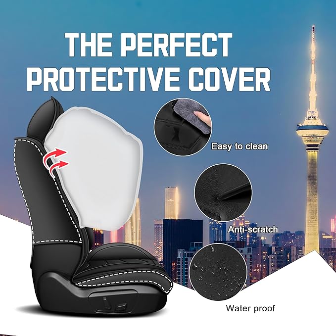 CTDS Car Seat Covers for Ford F-150 2000-2026, Stylish Sport Seat Cover, Premium Nappa Leather Car Seat Cover. Automobile Seat Covers Sets.(Standard 2 Seats/Pure Black)