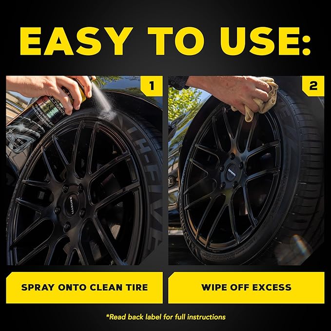 Meguiar's G190315 Ultimate Insane Shine Tire Coating, gives a Finish that Creates a Lasting Wet-Look for a Classic Black Shine, Easy to Use, No Hassle, No Mess, Ultimate Protection, 15 Oz Aerosol Can