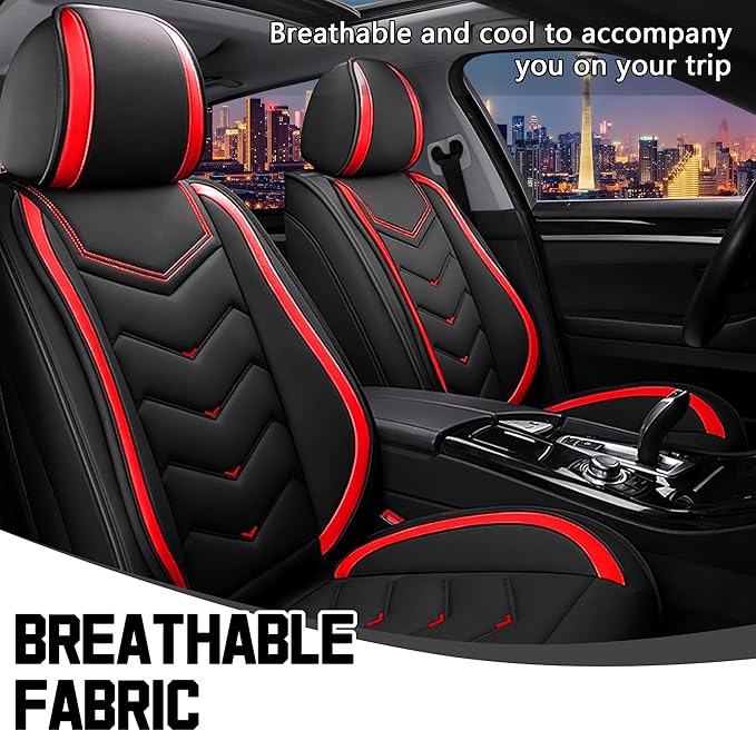 CTDS Car Seat Covers for Toyota Corolla 2000-2026, Stylish Sport Seat Cover, Premium Nappa Leather Car Seat Cover. Automobile Seat Covers Sets.(Standard 2 Seats/Black Red)