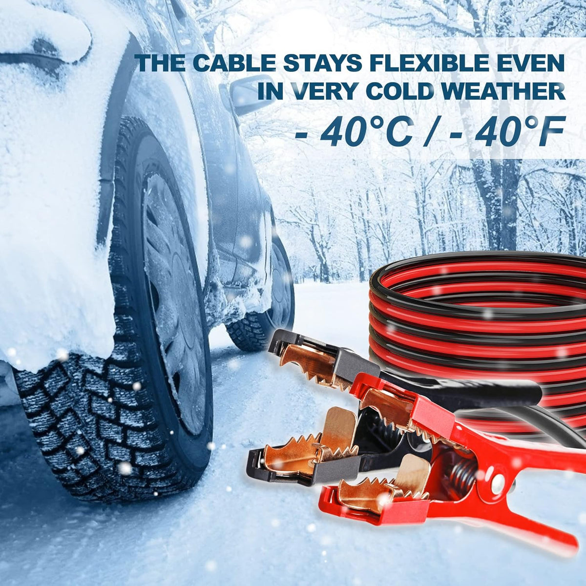 Jumper Cables 6 Gauge 20 Feet Battery Jumper Cables for Car -40℉ to 140℉ - Heavy Duty Booster Cables with Carry Bag, Safety Gloves and Iron Brush (6AWG x 20FT)