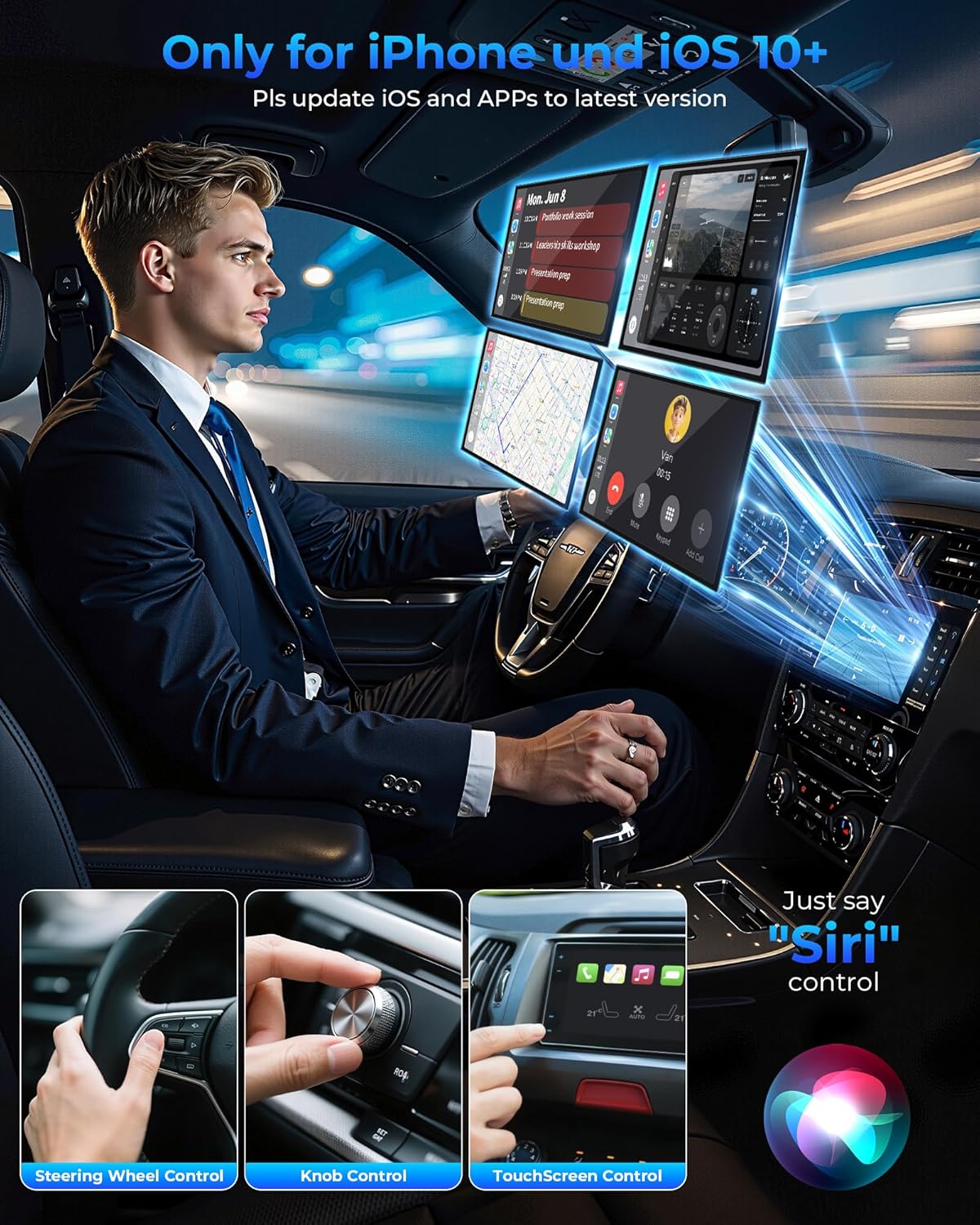 Mini CarPlay Wireless Adapter for Apple iPhone - Converts Wired to Wireless CarPlay Adapter, CarPlay Dongle Stick for Apple Wired CarPlay Cars & for iPhone iOS 10+, USB & Type-C, Plug & Play