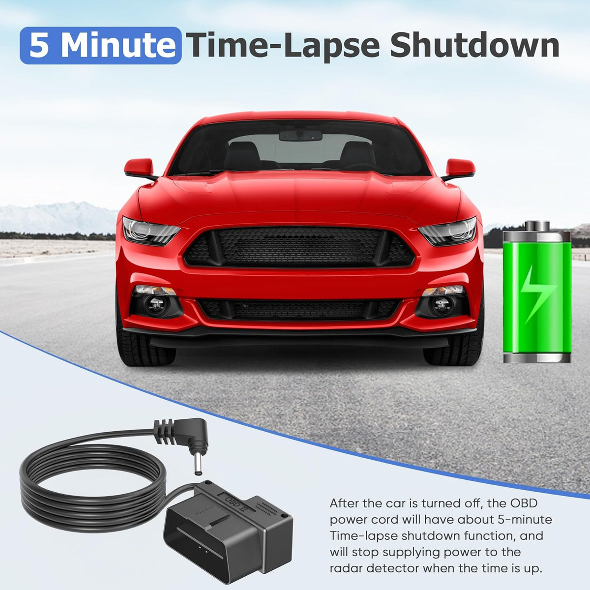 OBD Power Cable for Radar Detector,OBD to DC3.5 Radar Detector Cord,OBDII Charger Cable, Compatible with Cobr 380 480i Unide DFR1 Radenso Whistler 78se Cr97 etc Detector