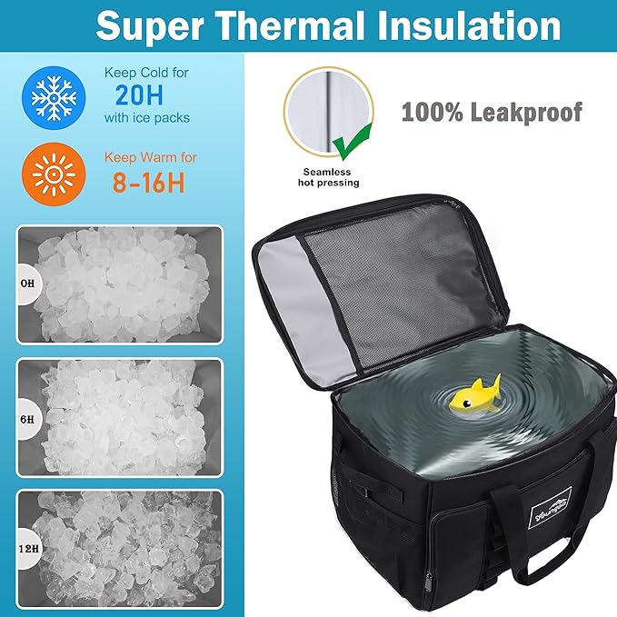 Cooler Bag 48-Can Insulated Leakproof Soft Cooler Large Collapsible Portable Travel Cooler Bags 32L for Picnic, Waterproof Soft Ice Chest for Camping, Beach, Fishing, Outdoor - 32 Quart