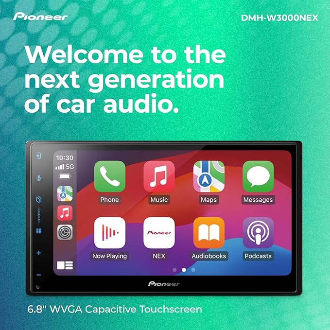 Pioneer DMH-W3000NEX 6.8" Double Din Multimedia Digital Media Receiver, Wireless Apple CarPlay and Android Auto, Bluetooth, Backup Camera Compatible, Touchscreen, One Touch Navigation