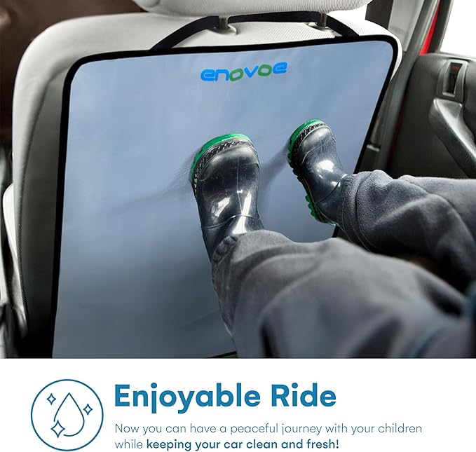 Enovoe Kick Mats - Set of 2 - Back of Seat Protector for Kids Feet - Car Seat Back Protector - Shields from Dirt and Scuffs - Durable Material - 16.8x32.8inch - Grey - Kick Mats Back Seat Protector