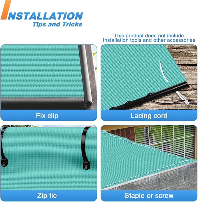 TANG Sun Shade Fabric Roll 8'x132' Shade Cloth for Garden Turquoise Green HDPE Mesh Shading Pergola Cover Replacement Canopy, 95% Blockage Sunshades for Outdoor Patio Backyard Plant