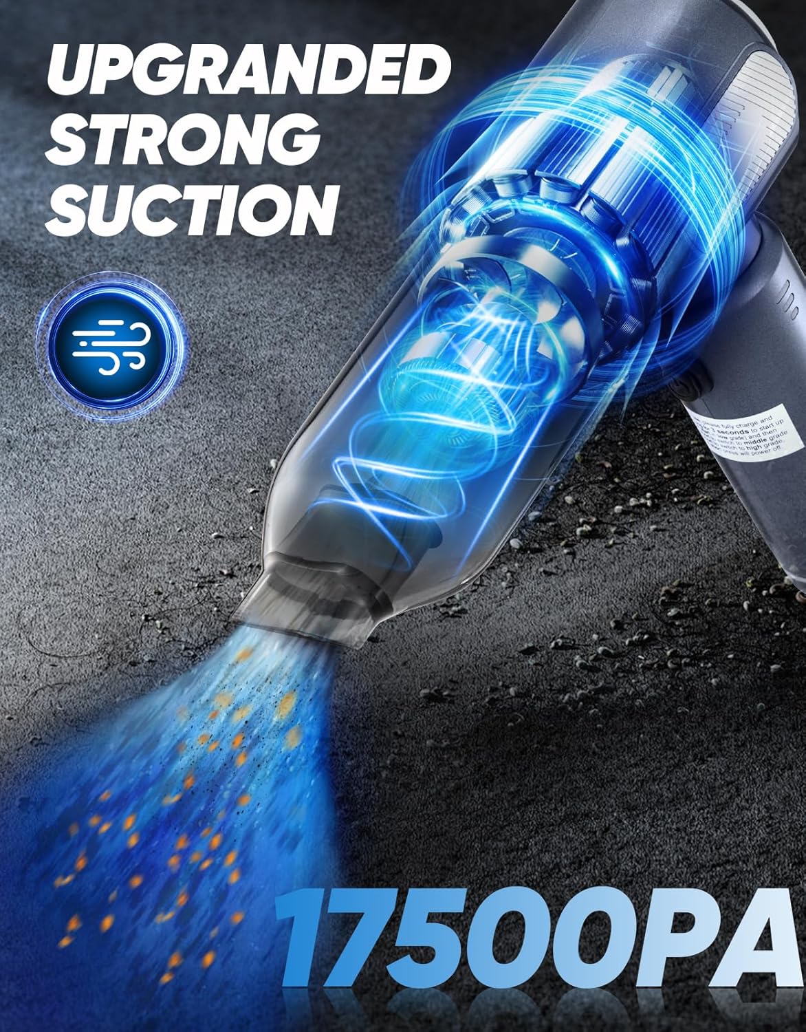 Mini Vacuum Cleaner, Cordless Car Vacuum, 17500PA High Suction, 3 in 1 Handheld Vacuum, Vacuuming, Blowing, Inflating, Deflation, Portable Vaccum with HEPA Filter for Cars,Desktop,Home SW106