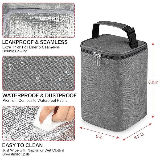 Accmor Breastmilk Cooler Bag, Baby Bottle Cooler Bags, Insulated Tote Bags On The Go, Fits 4 Large 8oz Bottles, for Nursing Mom Daycare Travel