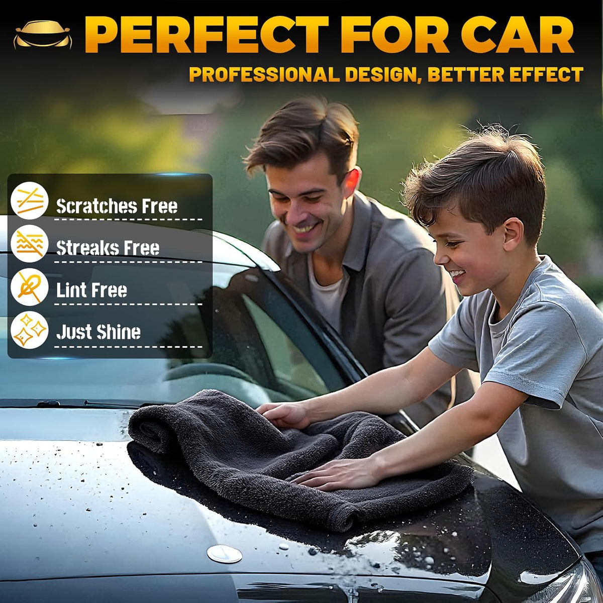Microfiber Towels for Cars, 3 Pack Dual Sided Drying Towels Car Detailing， 1200GSM Car Drying Towel(24″x 36″), Ultra Absorbent Car Cleaning Towel, No Streak or Scratch, Machine Washable
