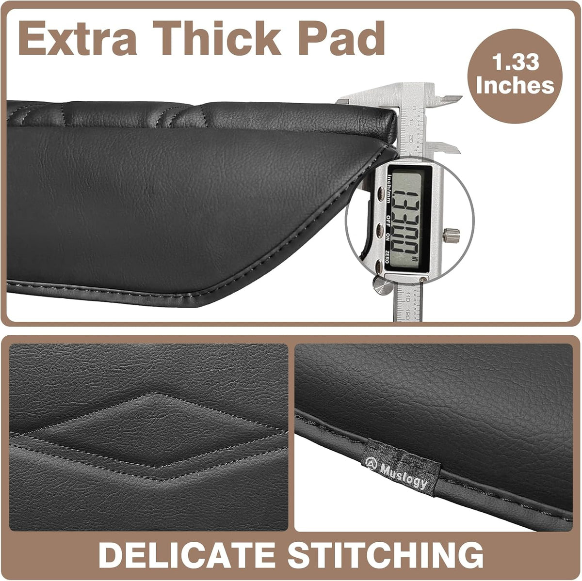 Muslogy Center Console Cover 1-Inch Extra Thick Armrest Pad Compatible with 2024 2025 Volkswagen Atlas & Cross Sport Arm Rest Cushion Padding Anti-Scratch Console Leather Lid Protector