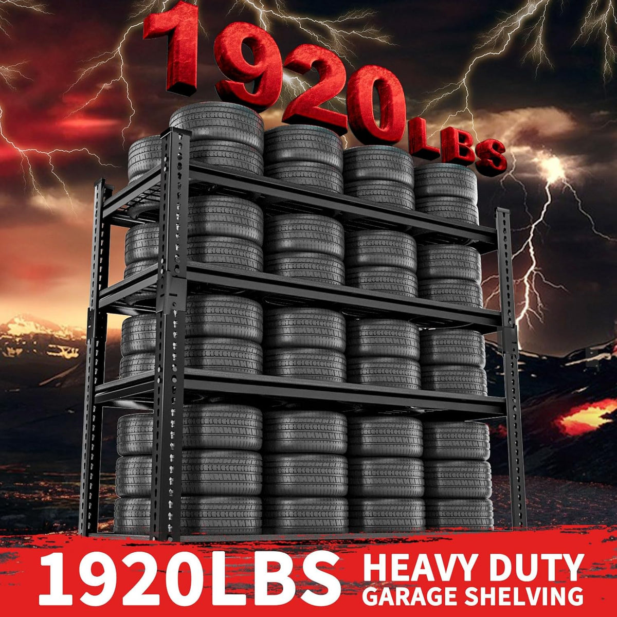 Storage Shelves 3PCS, Garage Shelving Heavy Duty 1920LBS Capacity, 36"L x 16"W x 60"H Adjustable Metal Shelving Organizer Wire Rack, 4 Tier Utility Shelf Unit for Pantry Closet Warehouse Organization