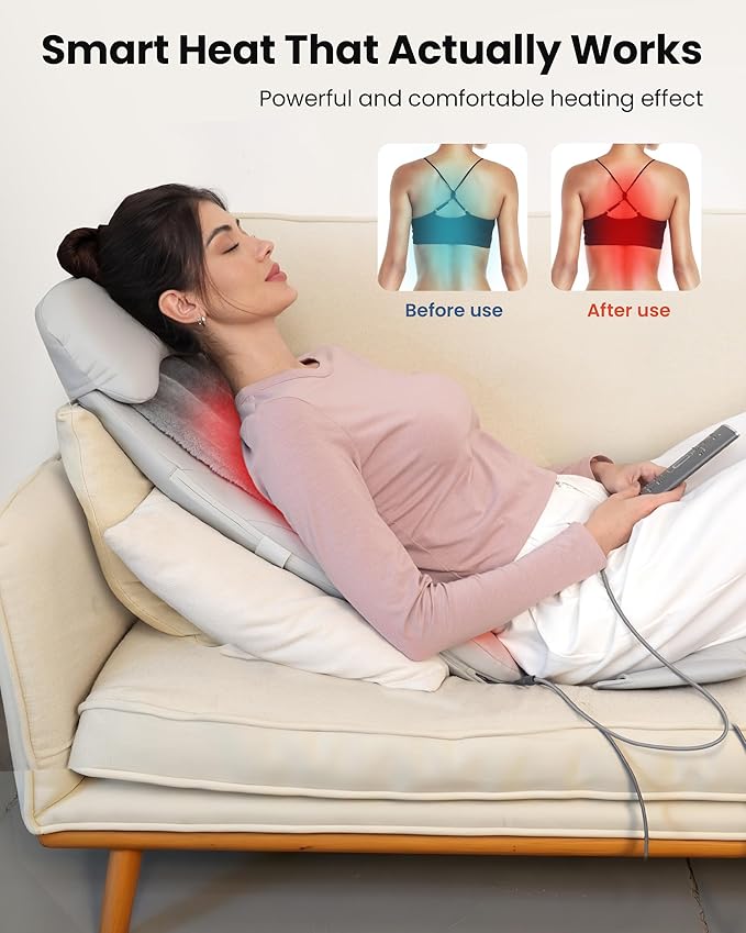COMFIER Shiatsu Back Massager with Heat, Deep Tissue Kneading Chair Massager with Vibration, 2D/3D Shiatsu Massage Seat Cushion, Full Back Massage Chair Pad