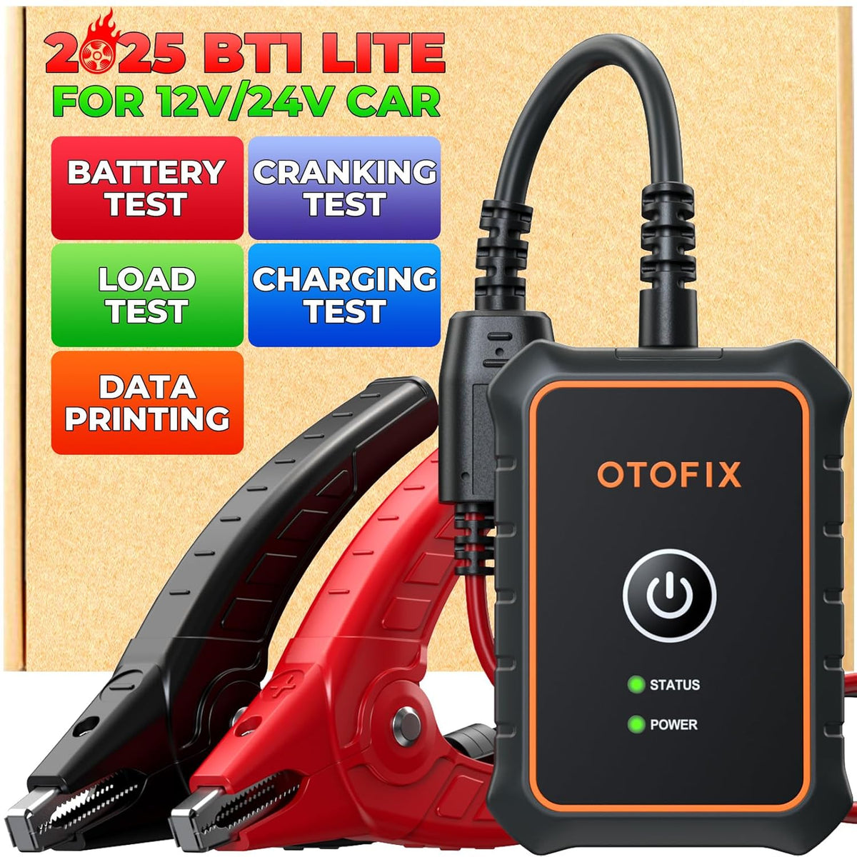 OTOFIX Car Battery Tester BT1 Lite, 6V 12V 100-2000 CCA Car Battery Analyzer, Auto Cranking Charging System Test Scan Tool, Battery Load Test,Use with D1/D1 Lite/D1 PROS/D1 MAX/IM1/IM2/Ultra