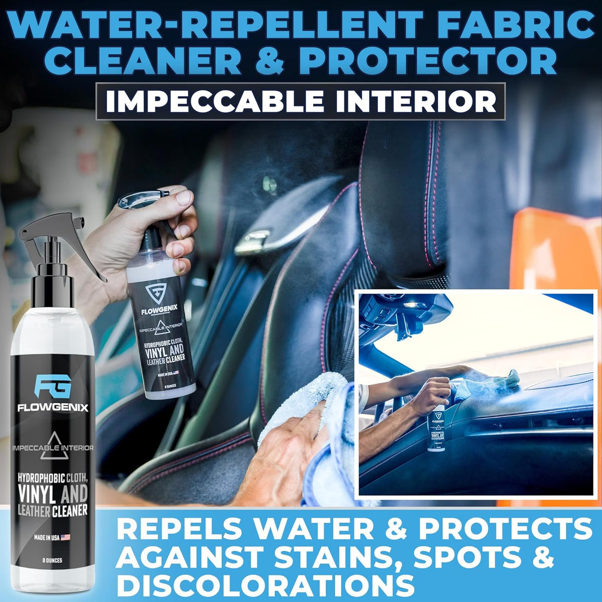 Grand Slam 3-Pack - Includes Tire Shine Gel (8oz), Car Scratch Remover (4oz), Water-Repellent Vinyl and Car Leather Protector (8oz), 2 Microfiber Towels