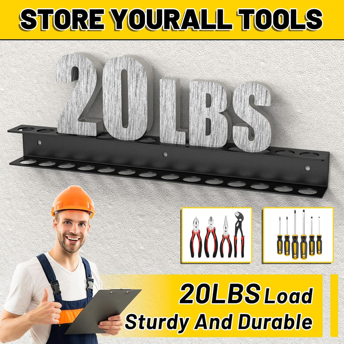 Screwdriver Plier Organizer Wall Mount,Screwdriver Rack,Metal Plier Holder Utility Tool Holder Organizers and Storage Rack for Garage Workshop Workbench Tool Chest Cart,1 PCS