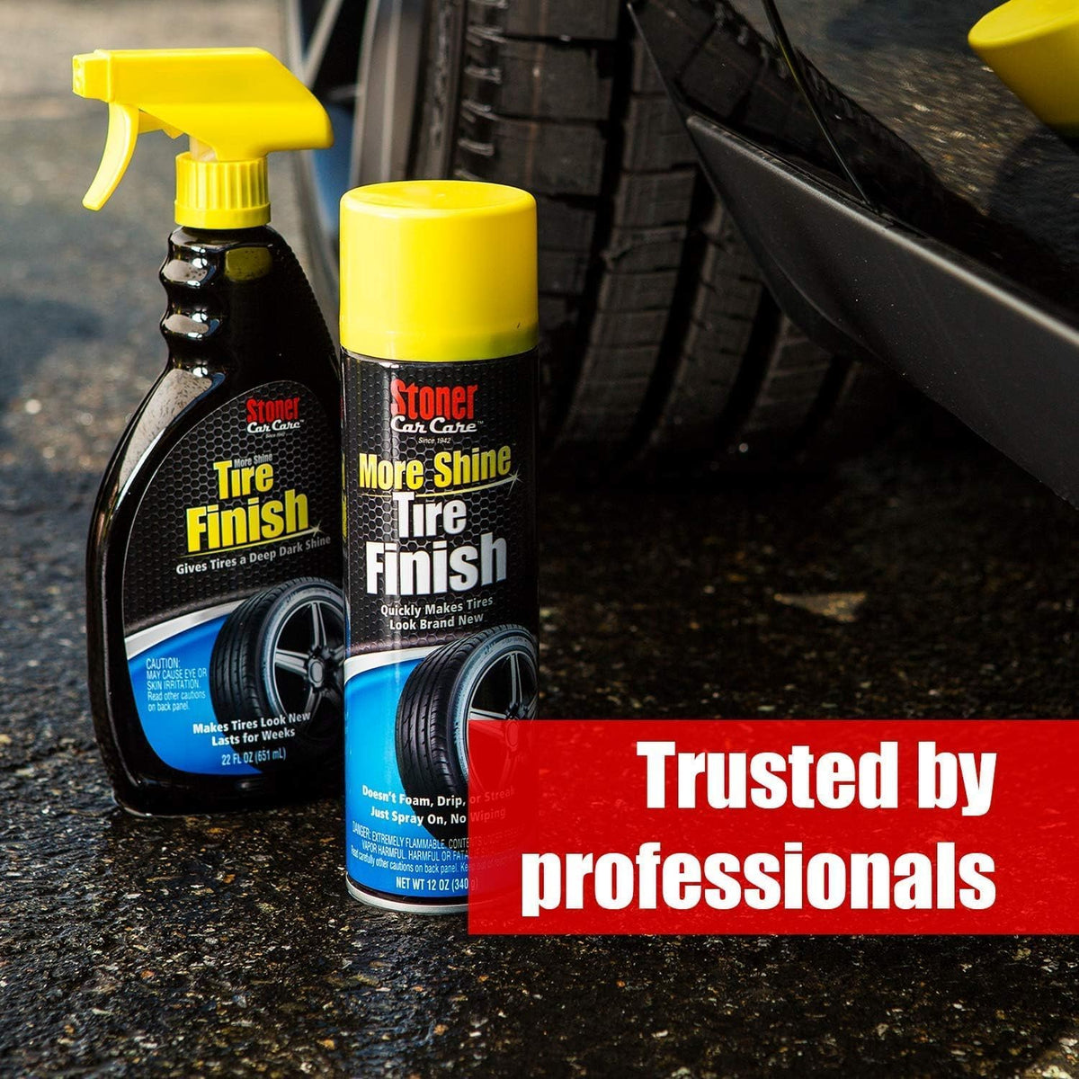 Stoner Car Care 91044-12PK Original More Shine Tire Finish for Tire and Wheel Care Creates a Long-Lasting, Rain-Resistant Tire Shine, Makes Faded Tires Look New, Non-Greasy Formula, 12 Oz, Pack of 12