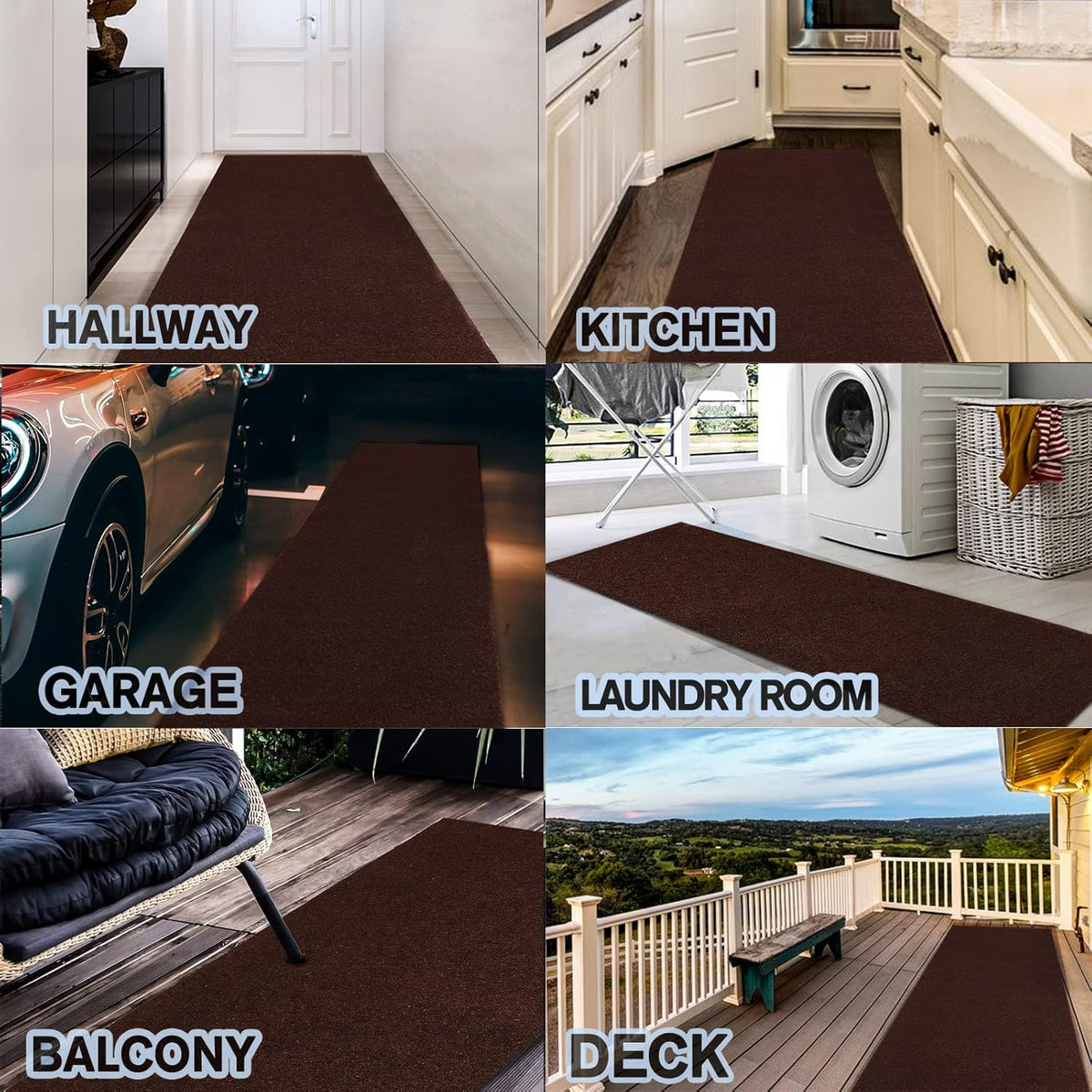 Custom Size Backed Non-Slip Area Rugs Runner, Easy Clean, Waterproof Runner Rugs for Hallway Entryway, Kitchen, Laundry, 2FT x 2FT, Brown