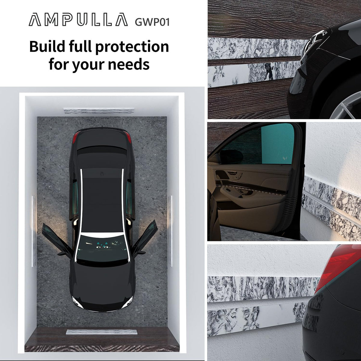 GWP01 Garage Wall Protector Car Door Protectors Bundle (Black & Marble Grain & Wood Grain 6-Pack)