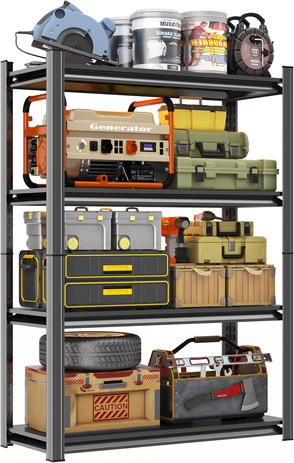 Metal Garage Shelving Unit, Heavy Duty Adjustable Storage Rack, Steel Shelving,2000 lbs Capacity, Industrial Shelves for Heavy Tools and Equipment (4-Tier 44" H x 36" W x 14" D)