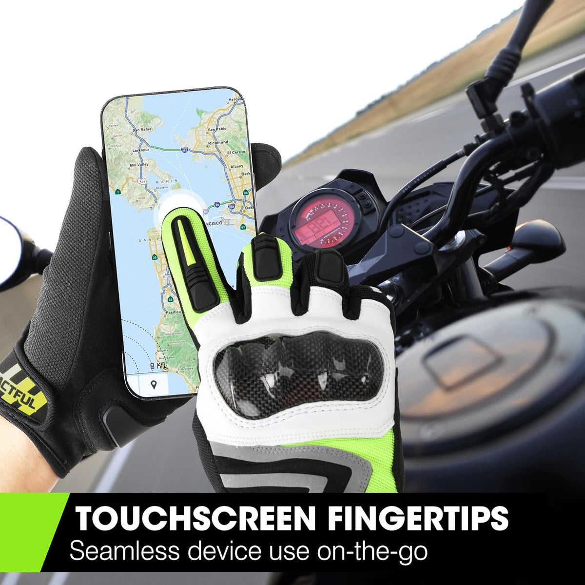WTACTFUL Lightweight Motorcycle Gloves for Men, Touchscreen Summer Breathable Gloves for Motocross Casual Riding