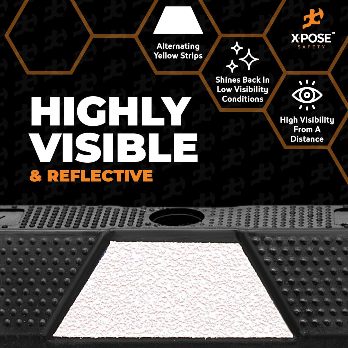 Xpose Safety 48" Heavy Duty Rubber Parking Stopper – 10 Pack Wheel Blocks for Garage, Driveway, or Ramp – Car Bumper Stop with White Reflective Strips – Removable Floor Mount